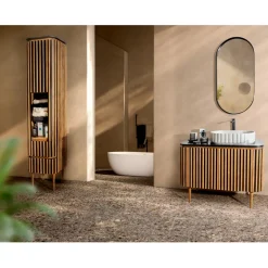 Mobile da Bagno a Colonna Realizzato in Teak Massello e Mogano - Plumeria