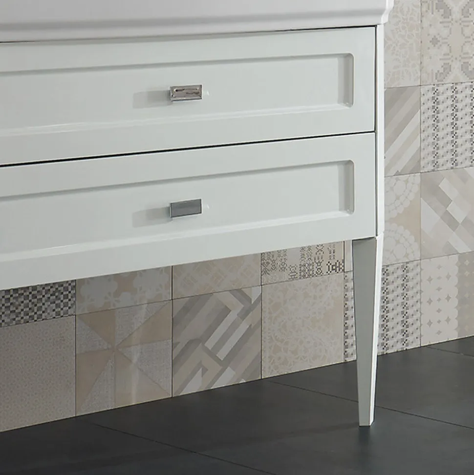 Mobile da Bagno con Due Cassetti e Lavabo in Ceramica Made in Italy - Rome