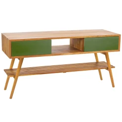 Mobile da Bagno in Teak Naturale con 2 Cassetti in Mogano Verde - Hamadou