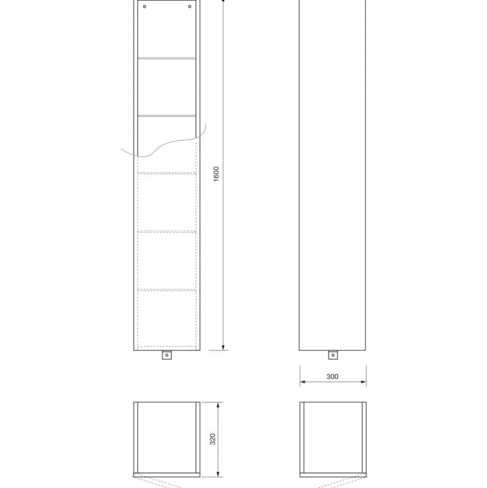 Mobile d'Arredo Bagno a Colonna 6 Ripiani con Anta in 4 Finiture - Antanta