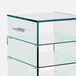 Mobile Multiuso con Ruote, in Vetro Trasparente Made in Italy - Versatilio