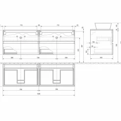 Mobile per Bagno a Sospensione con Doppio Lavabo da Appoggio - Mandrillo