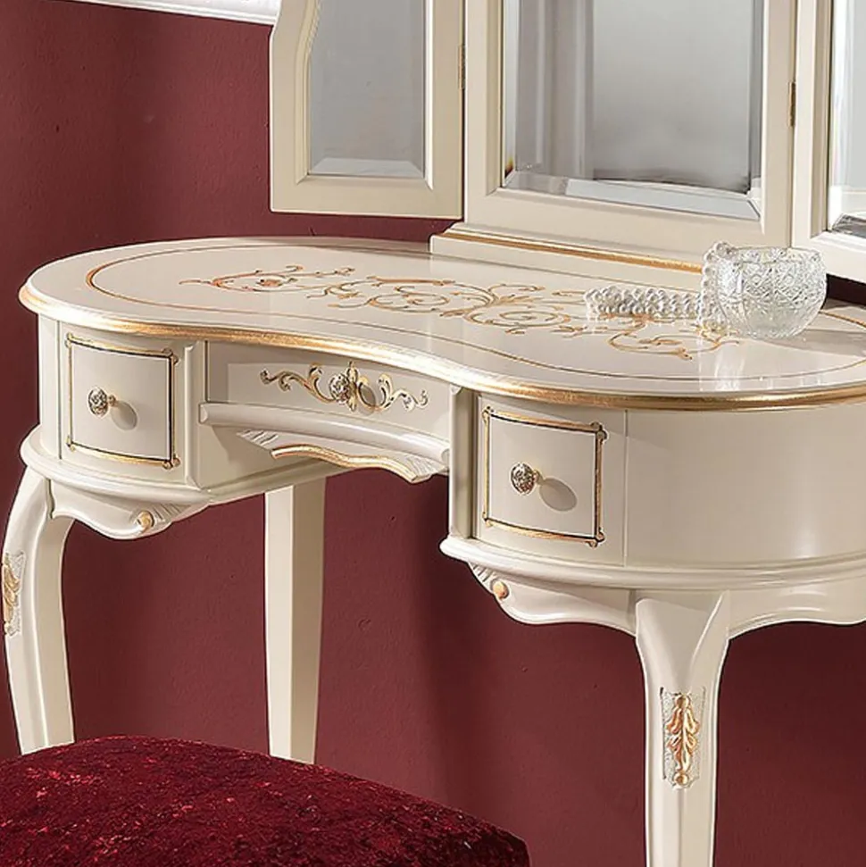 Mobile Pettiniera in Legno con Cassetti e Specchio Made in Italy - Luxury
