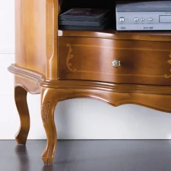 Mobile Porta Tv Classico in Legno Noce Intarsiato Made in Italy - Leonor