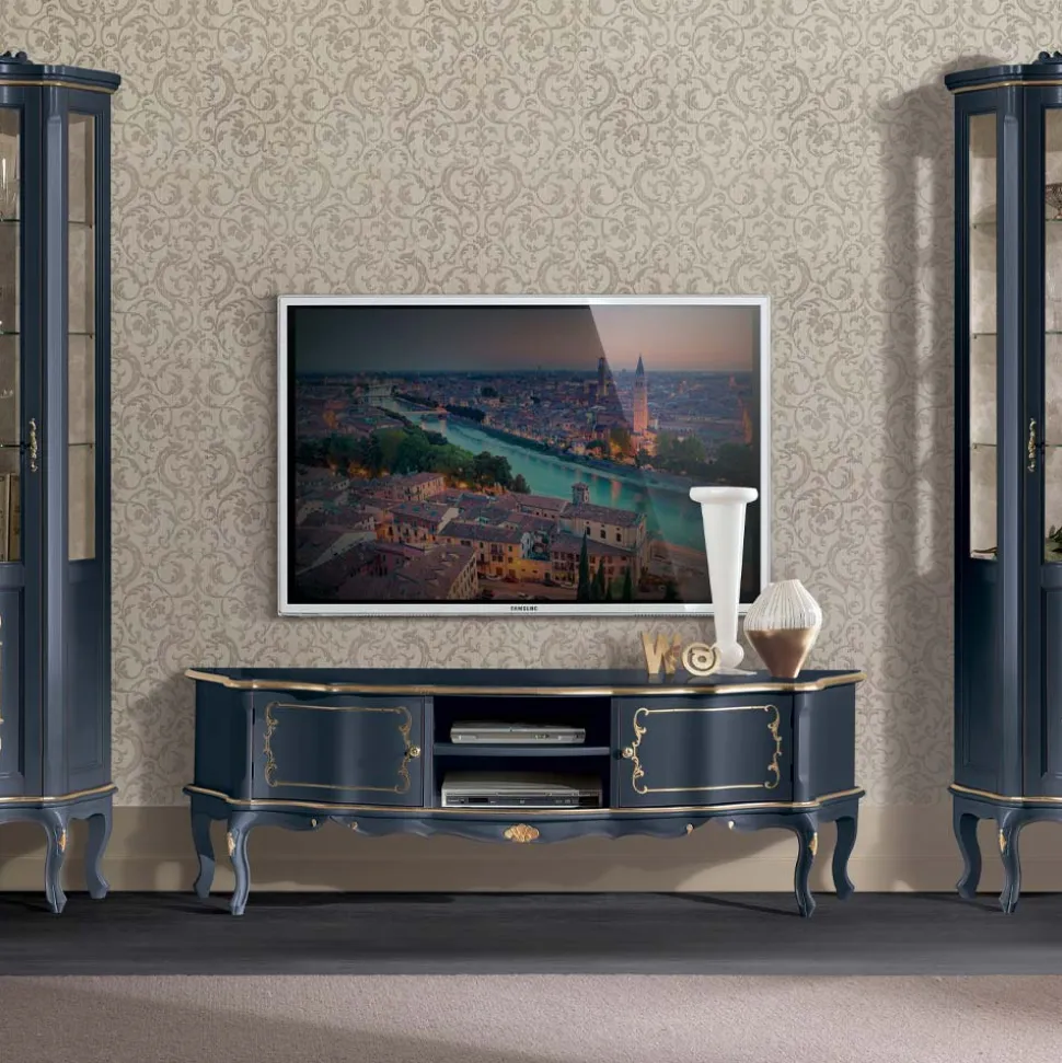 Mobile Porta Tv Classico in Legno con Ante e Vani Made in Italy - Leonor