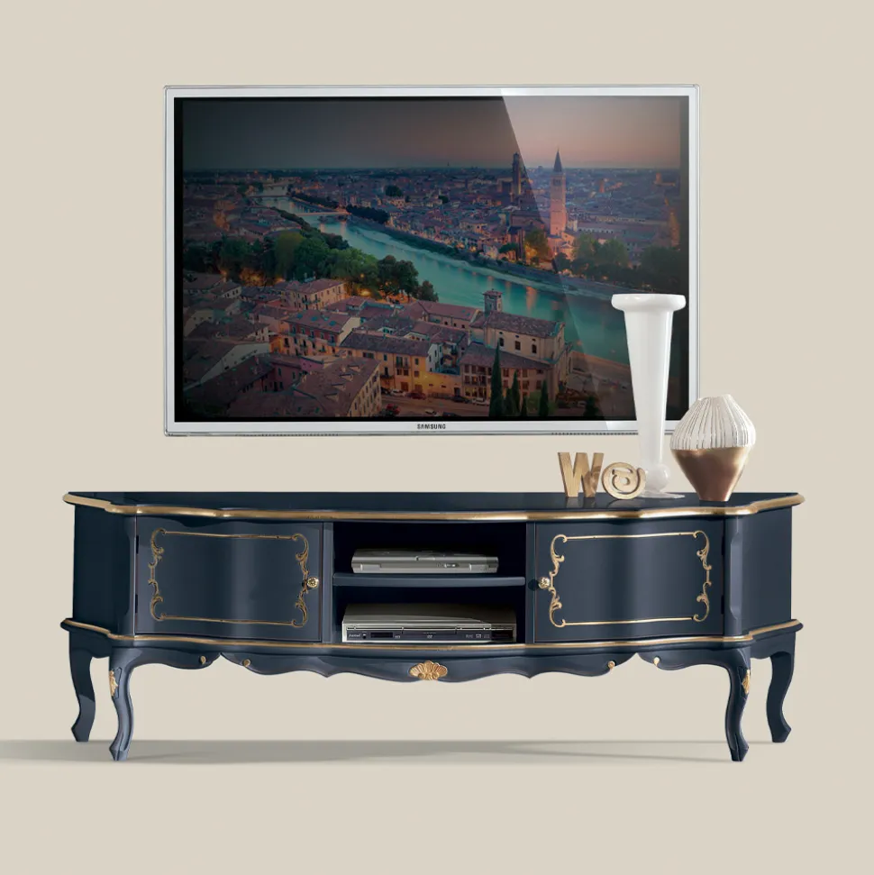 Mobile Porta Tv Classico in Legno con Ante e Vani Made in Italy - Leonor