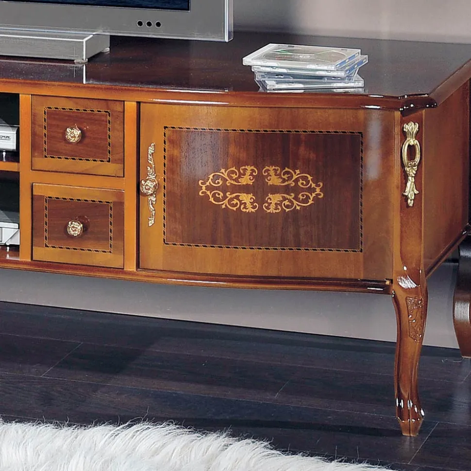 Mobile Porta Tv Classico in Legno con Intarsi Made in Italy - Katerine