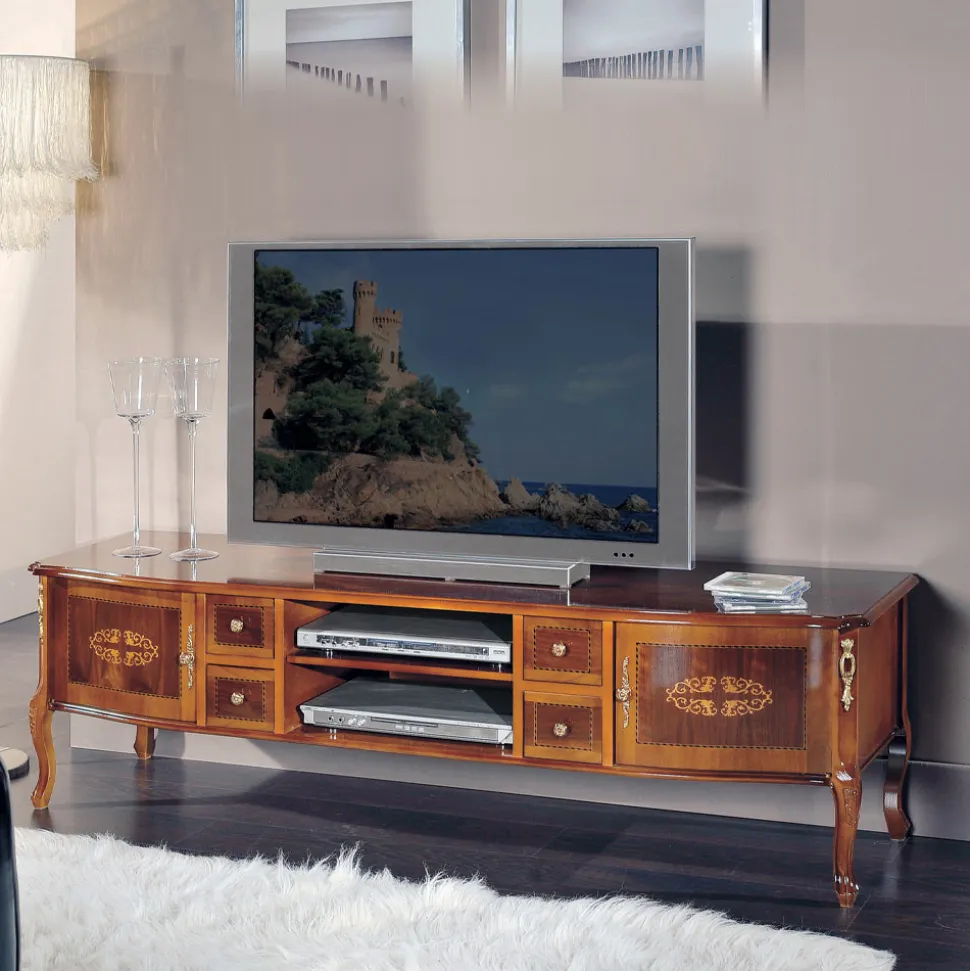 Mobile Porta Tv Classico in Legno con Intarsi Made in Italy - Katerine