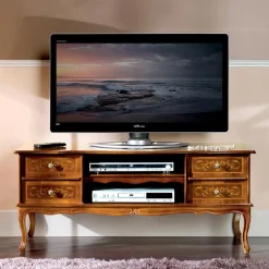 Mobile Porta Tv Classico in Legno Noce 4 Cassetti Made in Italy - Prince