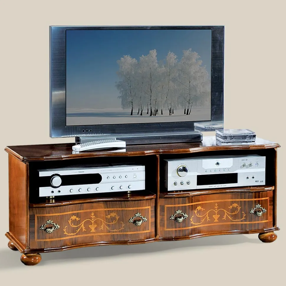 Mobile Porta Tv Classico in Legno di Noce di Lusso Made in Italy - Prince