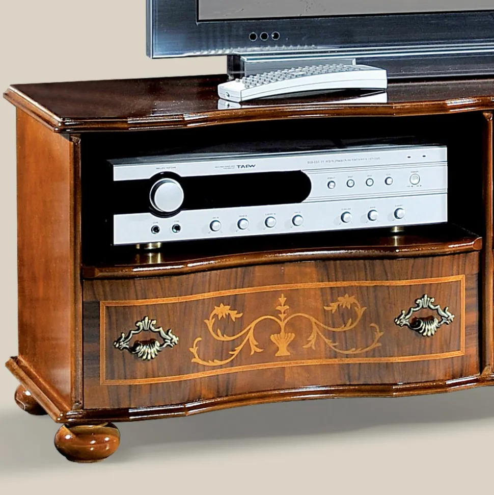 Mobile Porta Tv Classico in Legno di Noce di Lusso Made in Italy - Prince