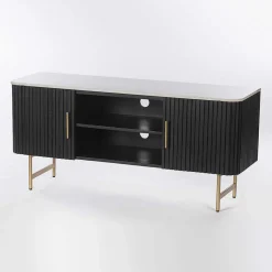 Mobile Porta Tv con Piano in Marmo e Struttura in Legno di Mango - Pescatore