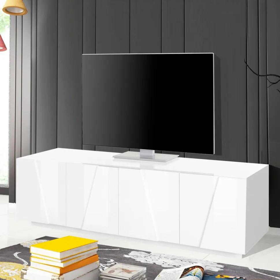 Mobile Porta Tv da Soggiorno con 4 Ante in Melaminico Made in Italy - Naditza