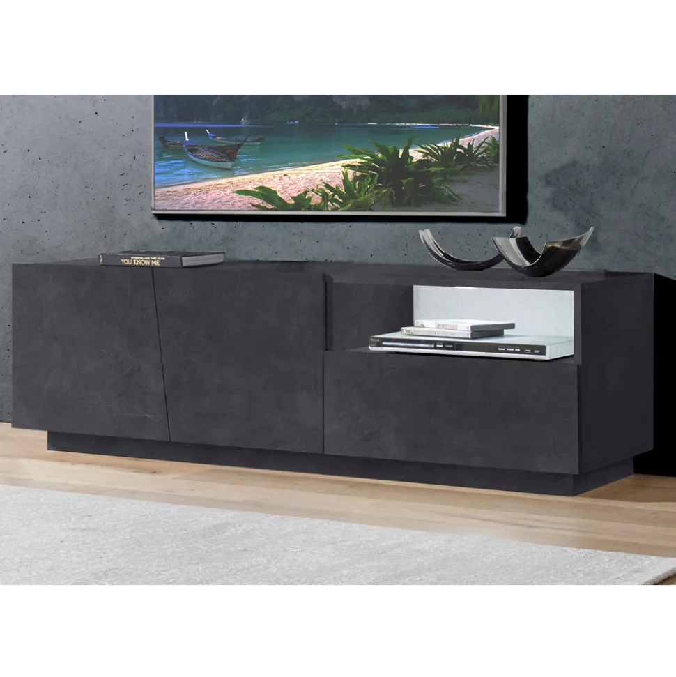 Mobile Porta Tv in Legno Design 2 Ante 1 Cassetto e Vano a Giorno - Joris