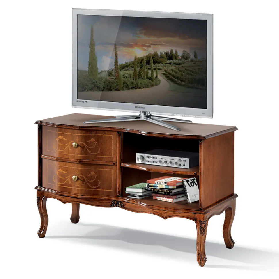 Mobile Porta Tv in Legno di Noce Stile Classico Made in Italy - Elegant