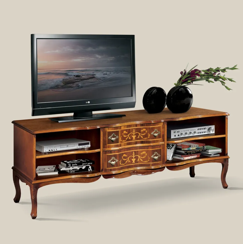 Mobile Porta Tv Legno Classico con Vani e Cassetti Made in Italy - Prince
