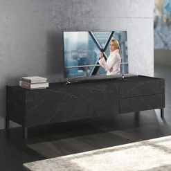 Mobile Porta Tv Rivestito in Melaminico Finitura Marmo Made in Italy - Zinco