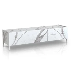 Mobile Porta Tv Rivestito in Melaminico Finitura Marmo Made in Italy - Zinco