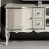 Mobile Salotto Porta Tv Legno Bianco e Argento Made in Italy - Windsor