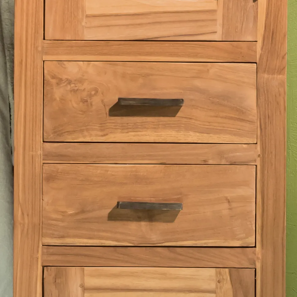 Mobiletto Bagno in Legno Teak Massello con 2 Ante e 2 Cassetti - Posillipo