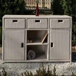 Mobiletto da Giardino in Polyrattan Intrecciato a Mano – Zoltan