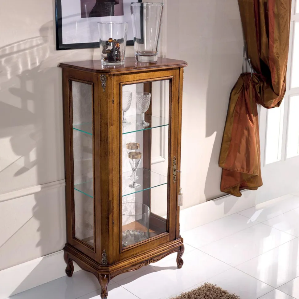 Mobile Vetrina da Soggiorno in Legno Noce Bassano Made in Italy - Ronald