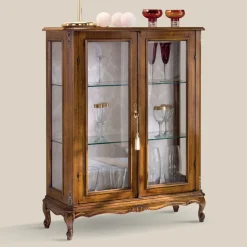 Mobile Vetrina da Soggiorno in Legno Noce Bassano Made in Italy - Ronald