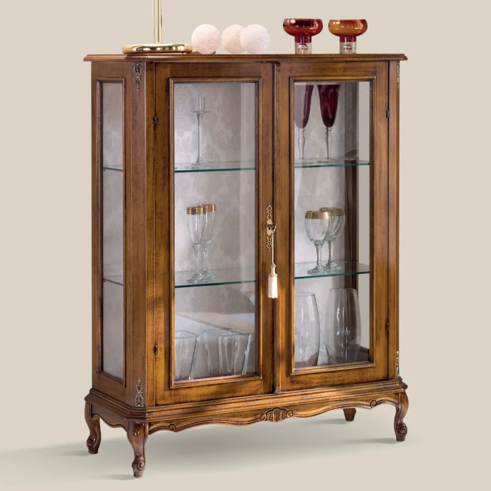 Mobile Vetrina da Soggiorno in Legno Noce Bassano Made in Italy - Ronald
