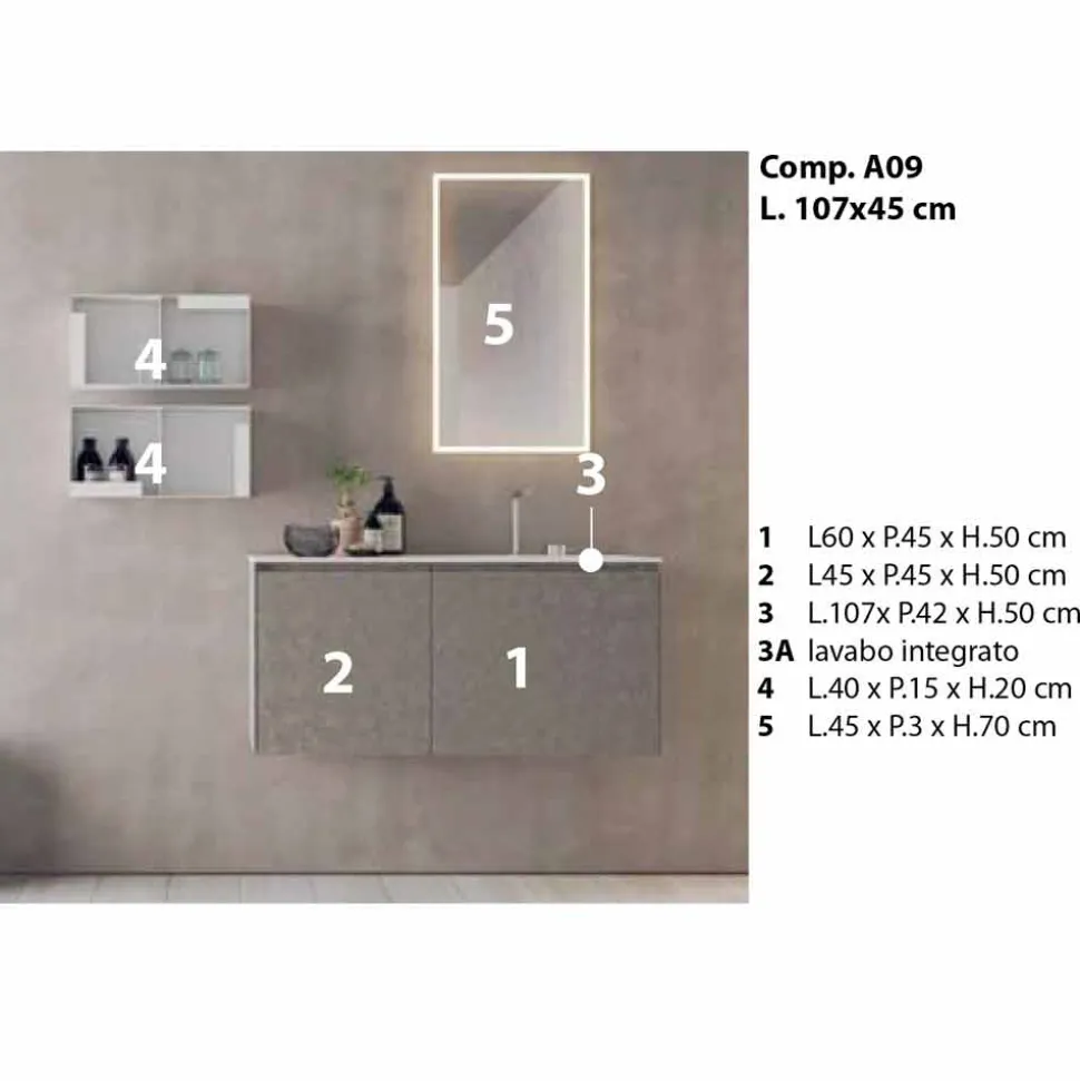 Mobili d’Arredo Sospesi di Design, Composizione Moderna da Bagno - Callisi9