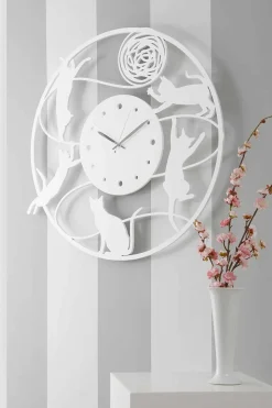 Orologio a Muro dal Design Grande Moderno Rotondo Colorato Decorato - Gatto