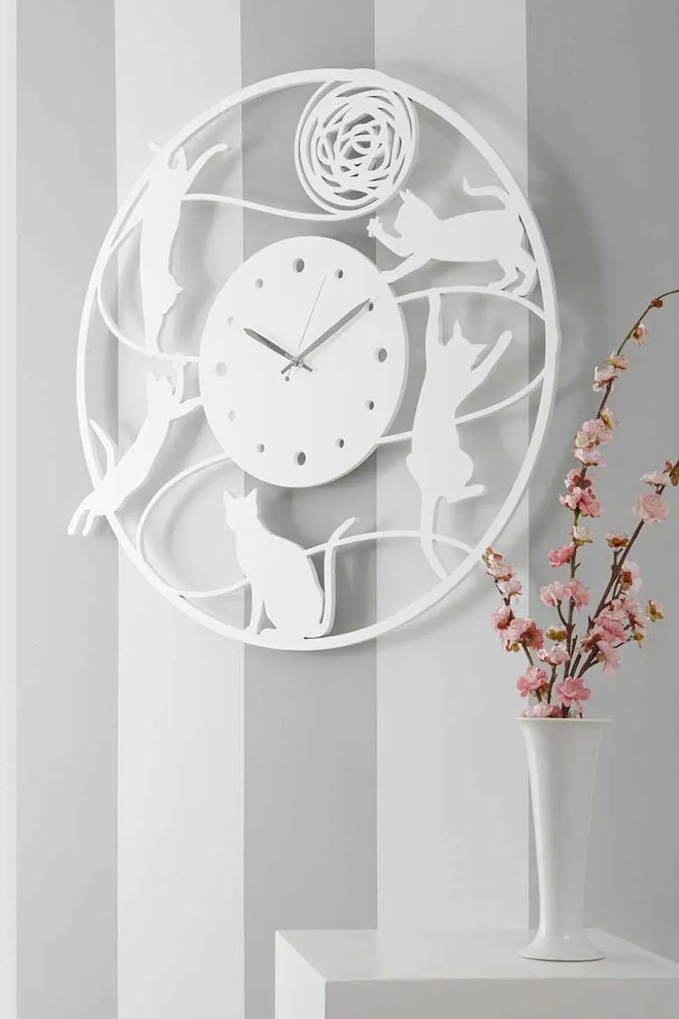Orologio a Muro dal Design Grande Moderno Rotondo Colorato Decorato - Gatto