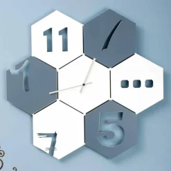 Orologio a Muro Grande in Legno Colorato Design Moderno Esagonale - Nidodape