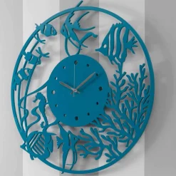 Orologio a Muro in Legno Design Grande Moderno Colorato Tondo - Infondoalmar