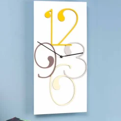 Orologio a Muro Legno Colorato e Bianco Design Rettangolare Moderno - Matematica