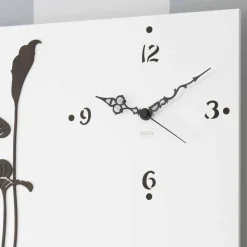 Orologio a Muro Moderno Rettangolare in Legno Bianco Decorato di Design - Croco