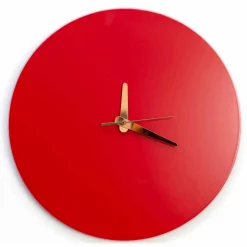 Orologio a Muro Rosso dal Design Italiano Rotondo e Moderno in Legno - Callisto