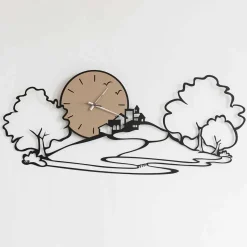 Orologio a Parete con Paesaggio in Ferro Nero o Fango Made in Italy – Paesello
