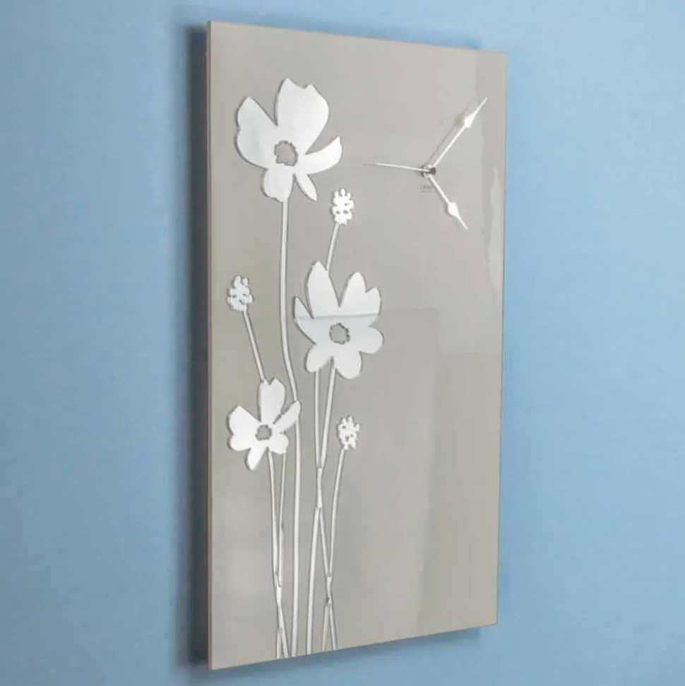 Orologio a Parete Design Marrone in Legno e Plexiglass Rettangolare - Silene