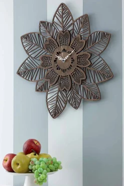 Orologio a Parete in Legno Chiaro o Scuro dal Design Moderno a Fiore - Aquilegia