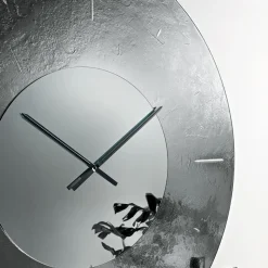 Orologio a Parete in Vetro Fuso Martellato Retroargentato Made in Italy - Cinzia