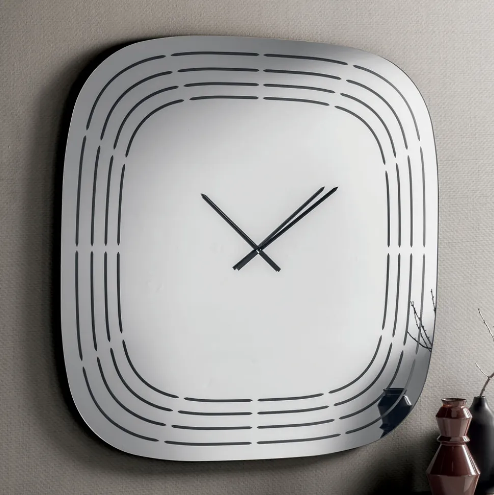 Orologio a Parete in Vetro Spechiato con Incisioni Laser Made in Italy - Cesira