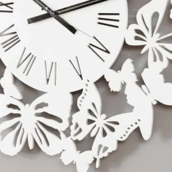 Orologio a Parete Legno Colorato Design Moderno Decorato con Farfalle - Papilio