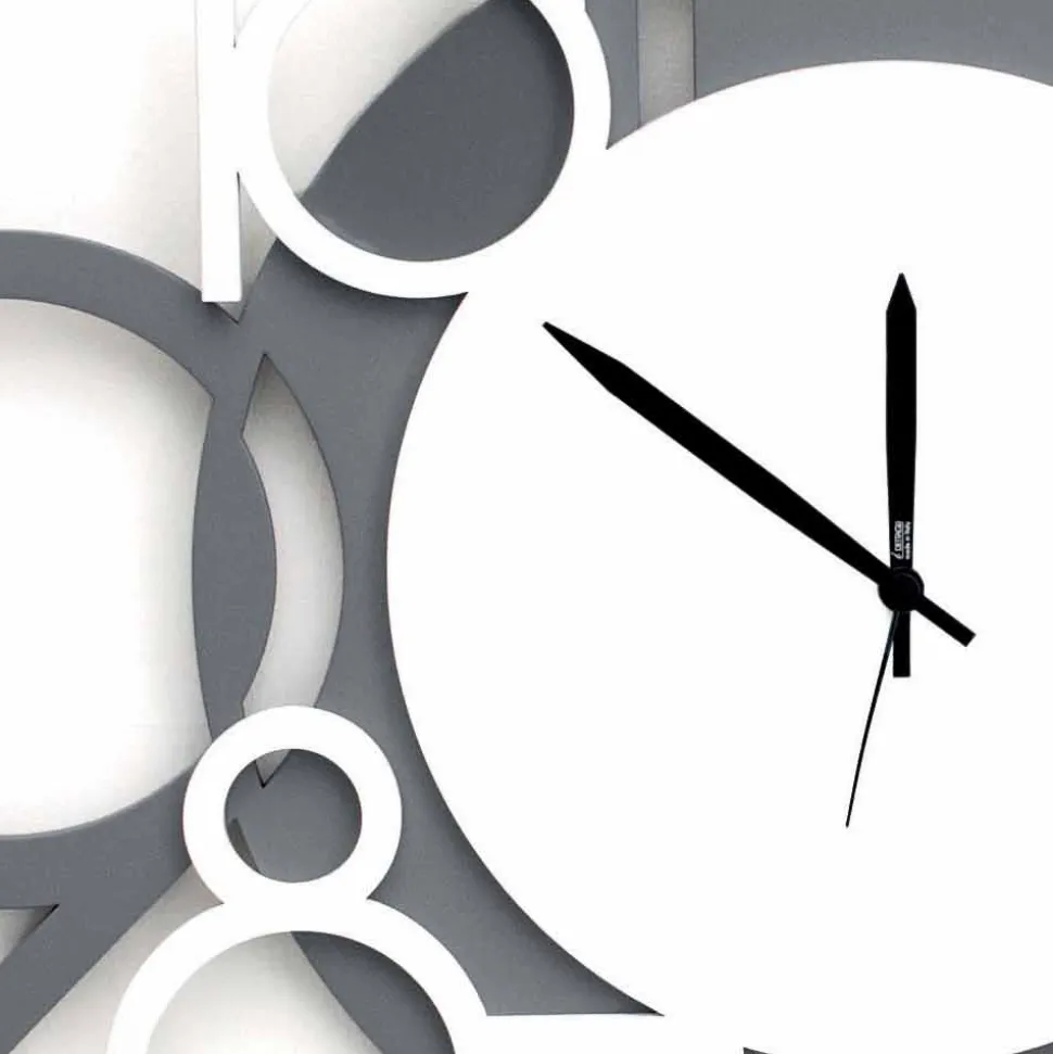 Orologio da Muro Grande e Moderno di Design in Legno Bianco e Grigio - Cifro