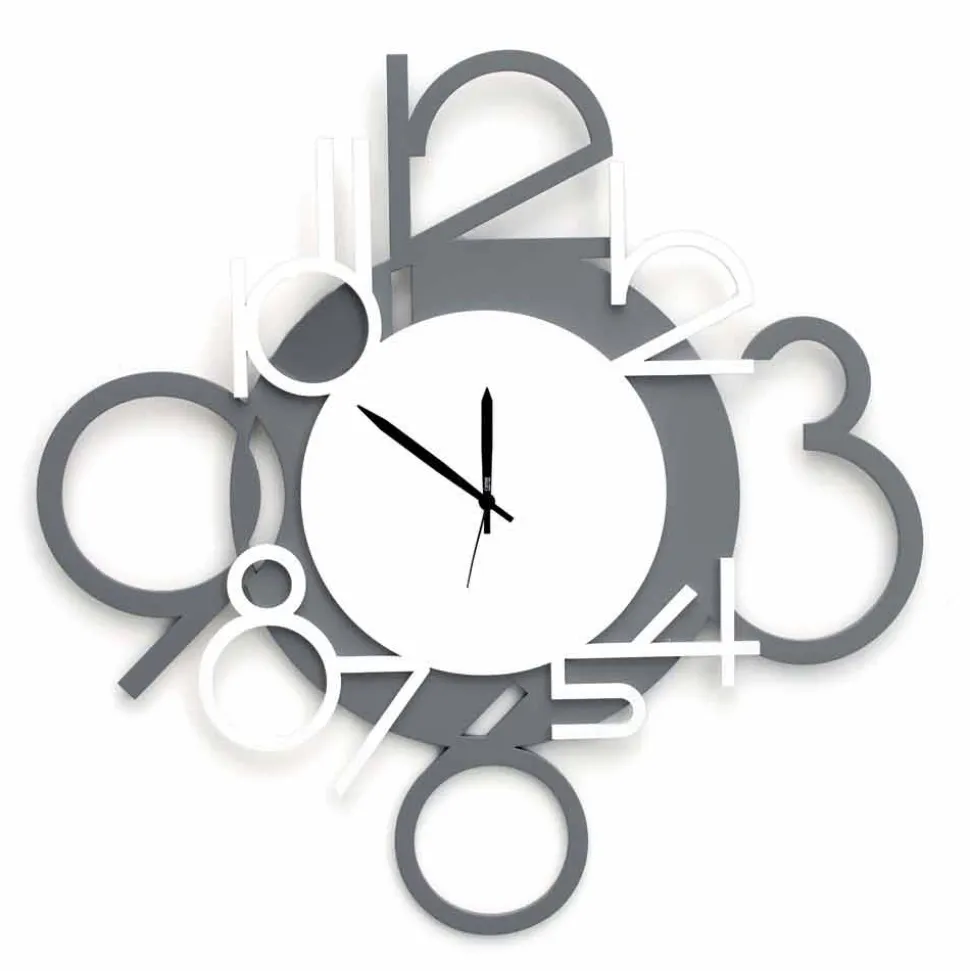 Orologio da Muro Grande e Moderno di Design in Legno Bianco e Grigio - Cifro