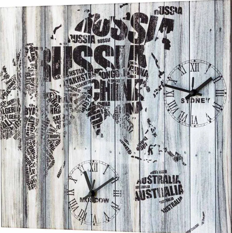 Orologio da muro stile vintage-industriale raffigurante il globo Corey