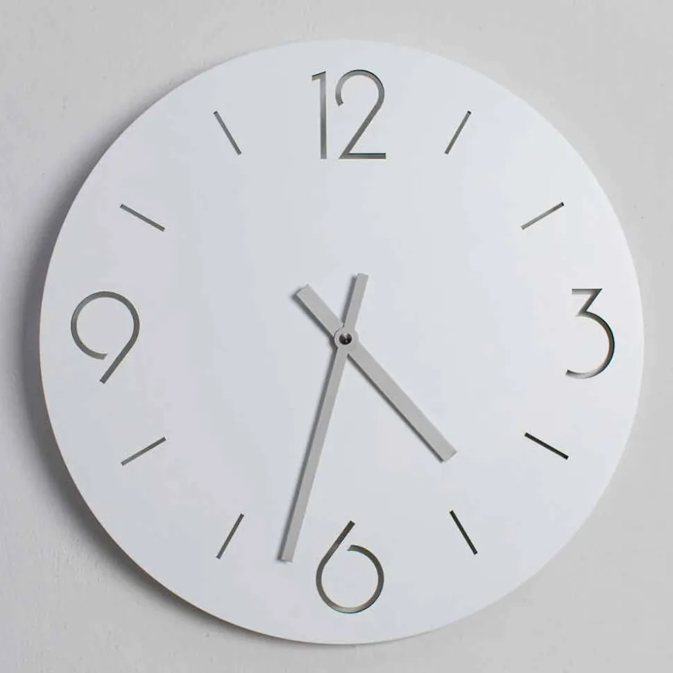 Orologio da Parete Bianco di Design Classico in Legno Rotondo - Settimio