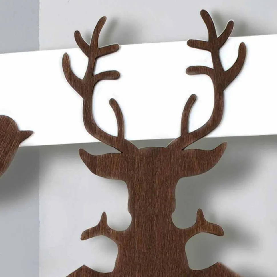 Orologio da Parete Design Moderno in Legno Scuro e Bianco Decorato - Fiaba