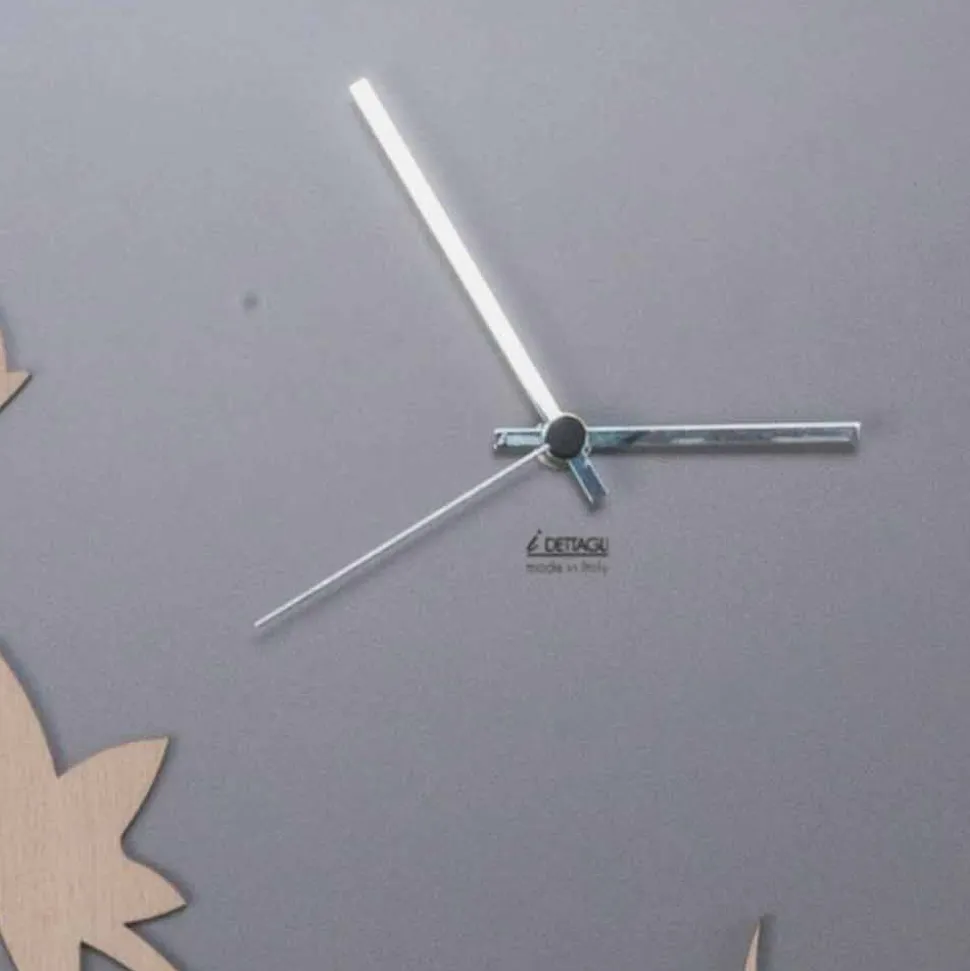 Orologio da Parete Design Rettangolare Moderno Grigio in Legno Decorato - Gallio