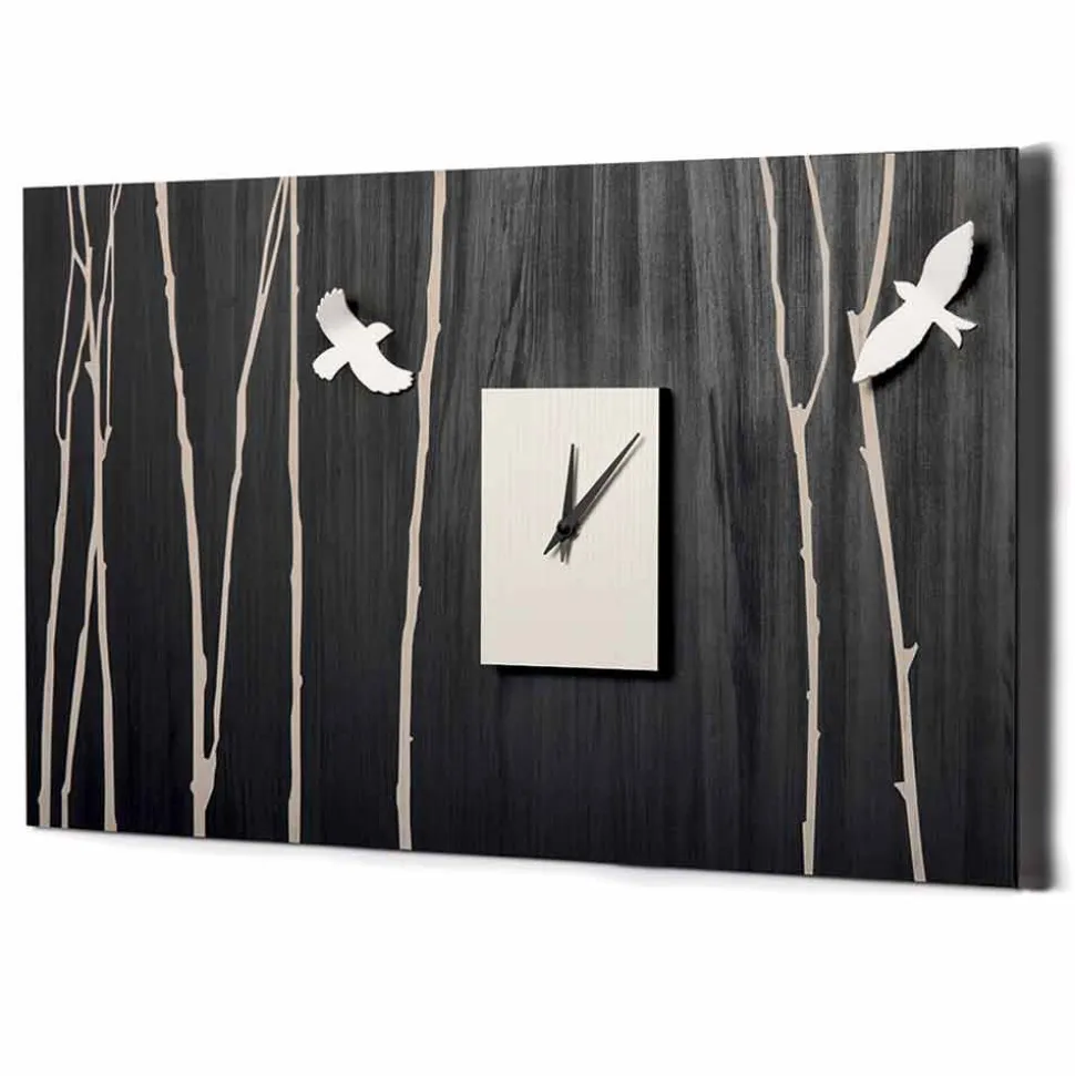 Orologio da Parete in Legno con Decori Tridimensionali Made in Italy - Forrest