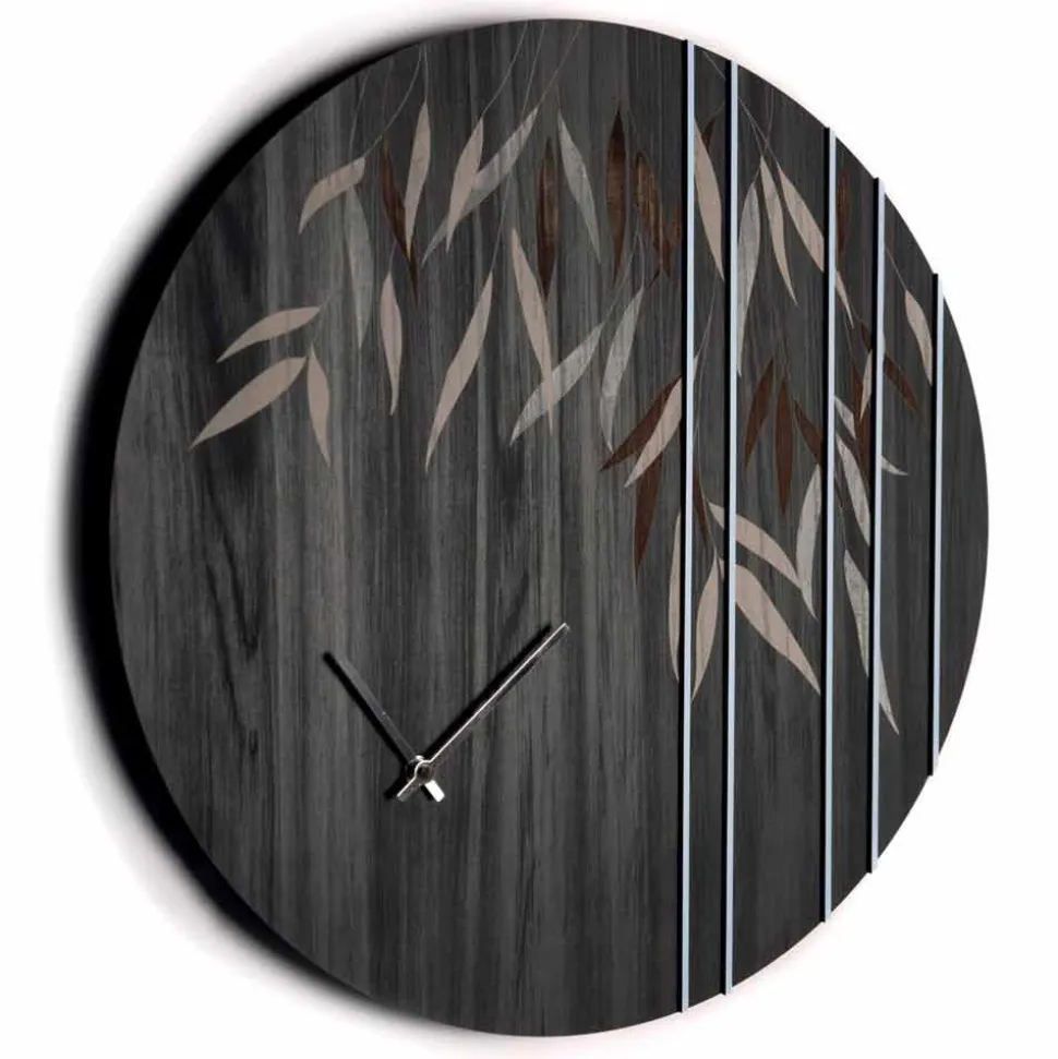 Orologio da Parete in Legno Rovere o Lavagna Inciso a Laser Design Tondo - Kanno